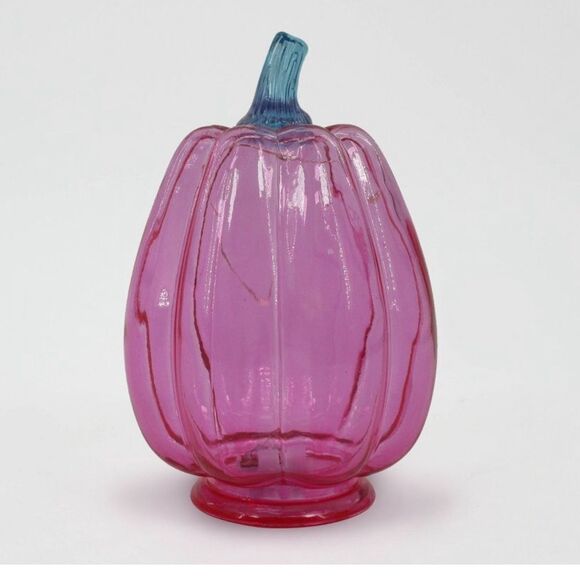 NWT Bullseye’s Playground LED Pink Autumn Fall Halloween Pumpkin Glass - Picture 3 of 7